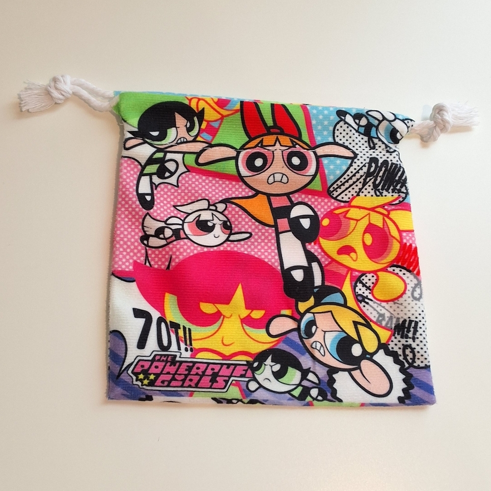 Powerpuff Girls Colorful Comic Style Drawstring Pouch, New